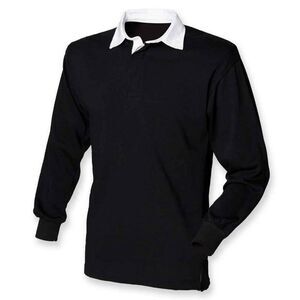 Front Row Mens Classic Long-Sleeved Rugby Shirt / Black/White